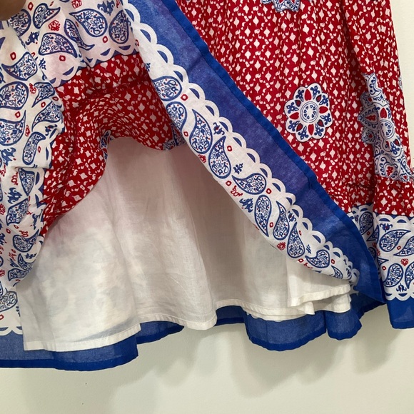Old Navy Skirt Womens Small Red Blue Paisley Flowy Cotton Smocked Elastic waist - Picture 3 of 10